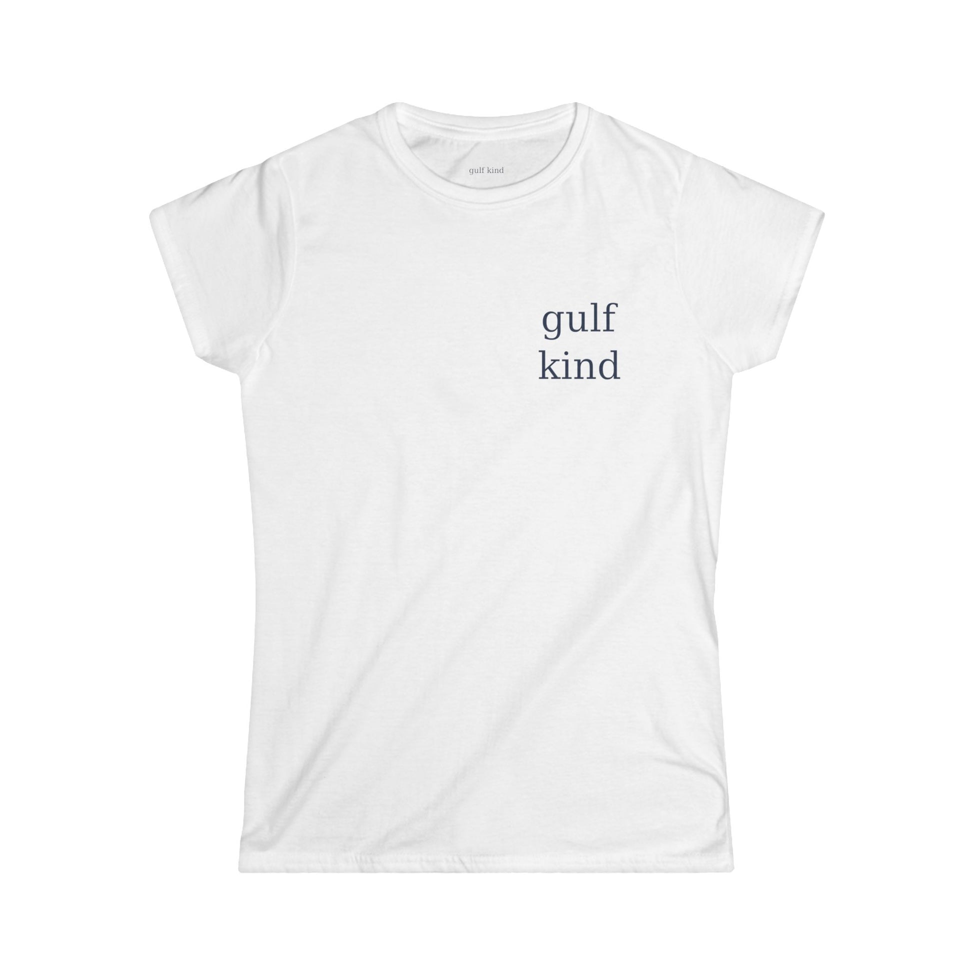 Gulf Kind Signature Tee – Light Blue, White, or Gray | 100% Cotton | Feminine Fit Coastal T-Shirt by Gulf Kind