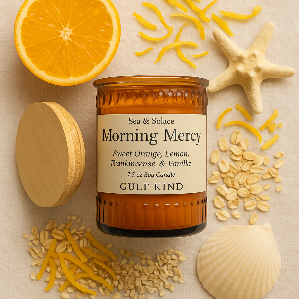 Morning Mercy Soy Candle – Sweet Orange, Lemon, Frankincense & Vanilla | 7.5 oz by Gulf Kind