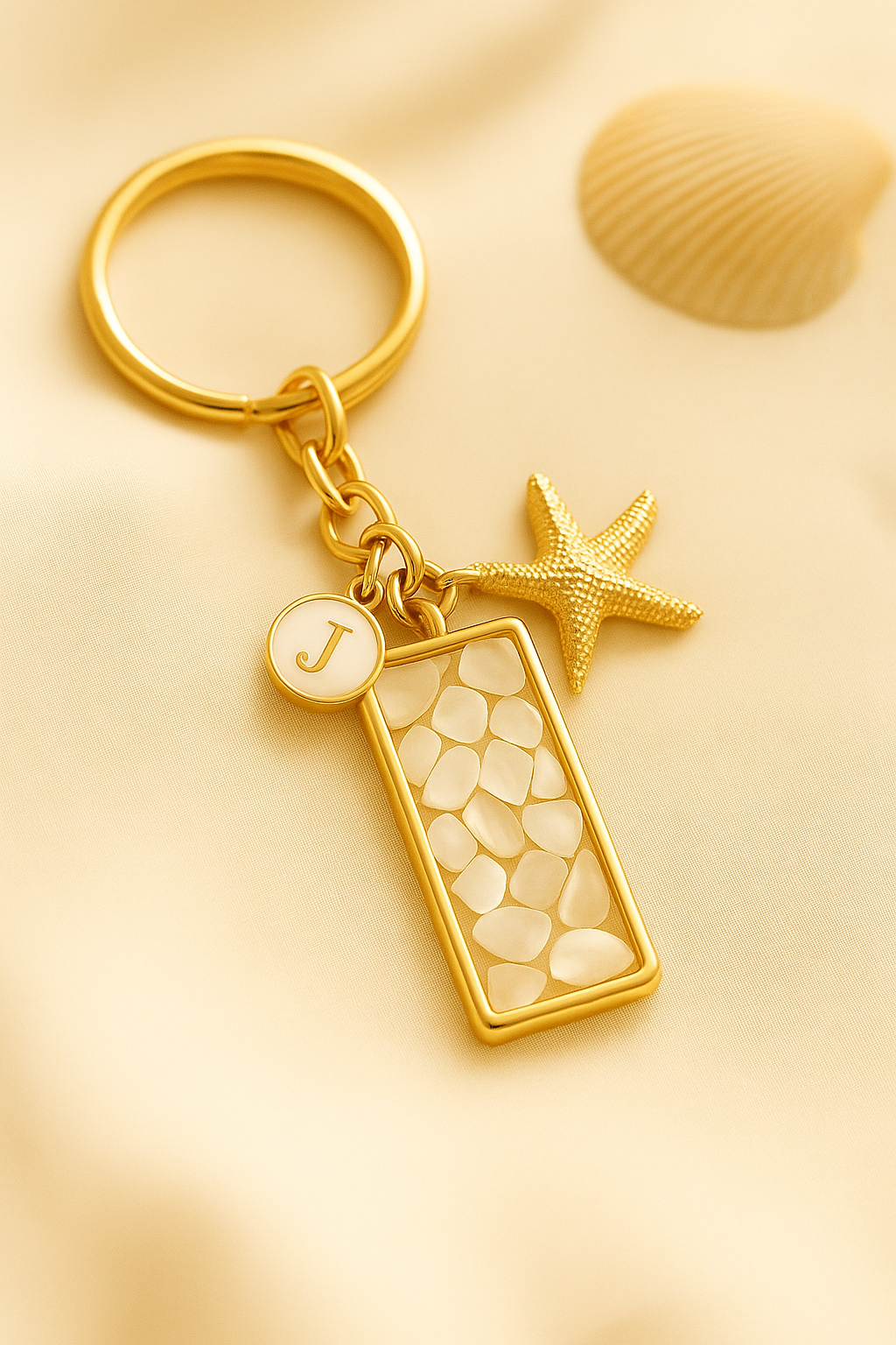 Shellbound Keychains – Personalized Initial + Coastal Charm | Handmade by Gulf Kind