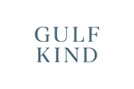Gulf Kind logo in elegant serif font, styled in soft coastal tones with a refined, minimalist design reflecting Southern charm and coastal grace.