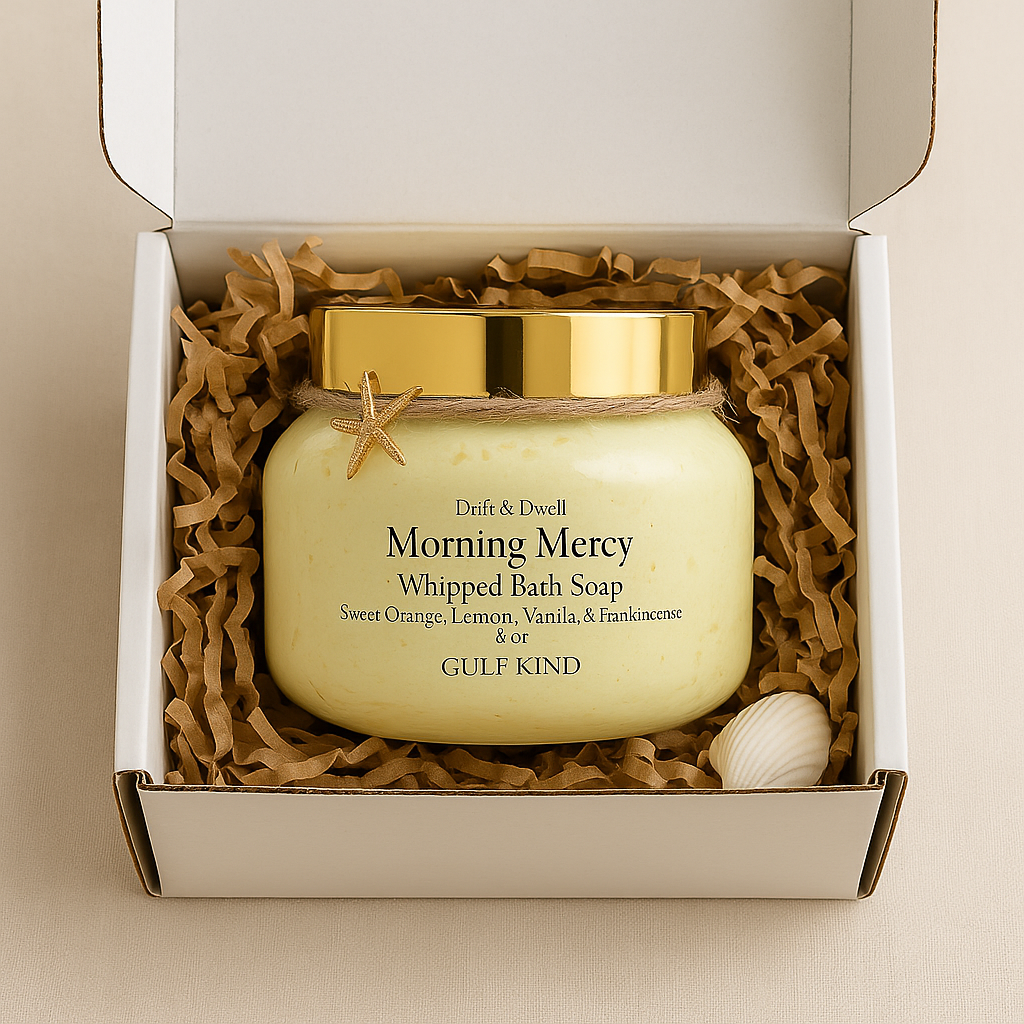 Morning Mercy Whipped Bath Soap – Sweet Orange, Vanilla, Oat & Frankincense | 8 oz by Gulf Kind