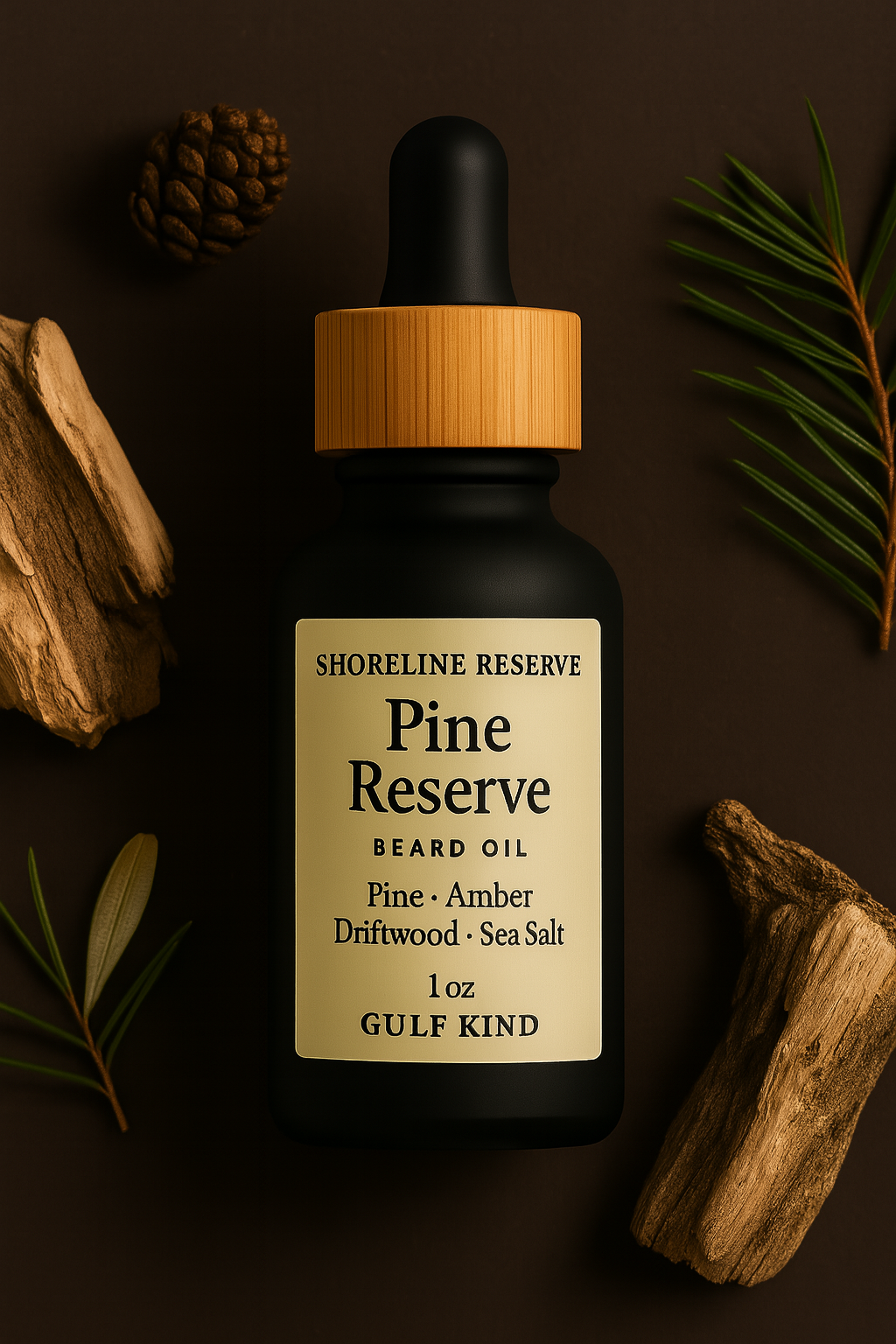 Pine Reserve Beard Oil – Pine, Amber, Driftwood & Sea Salt | 1oz Natural Beard Moisturizer by Gulf Kind