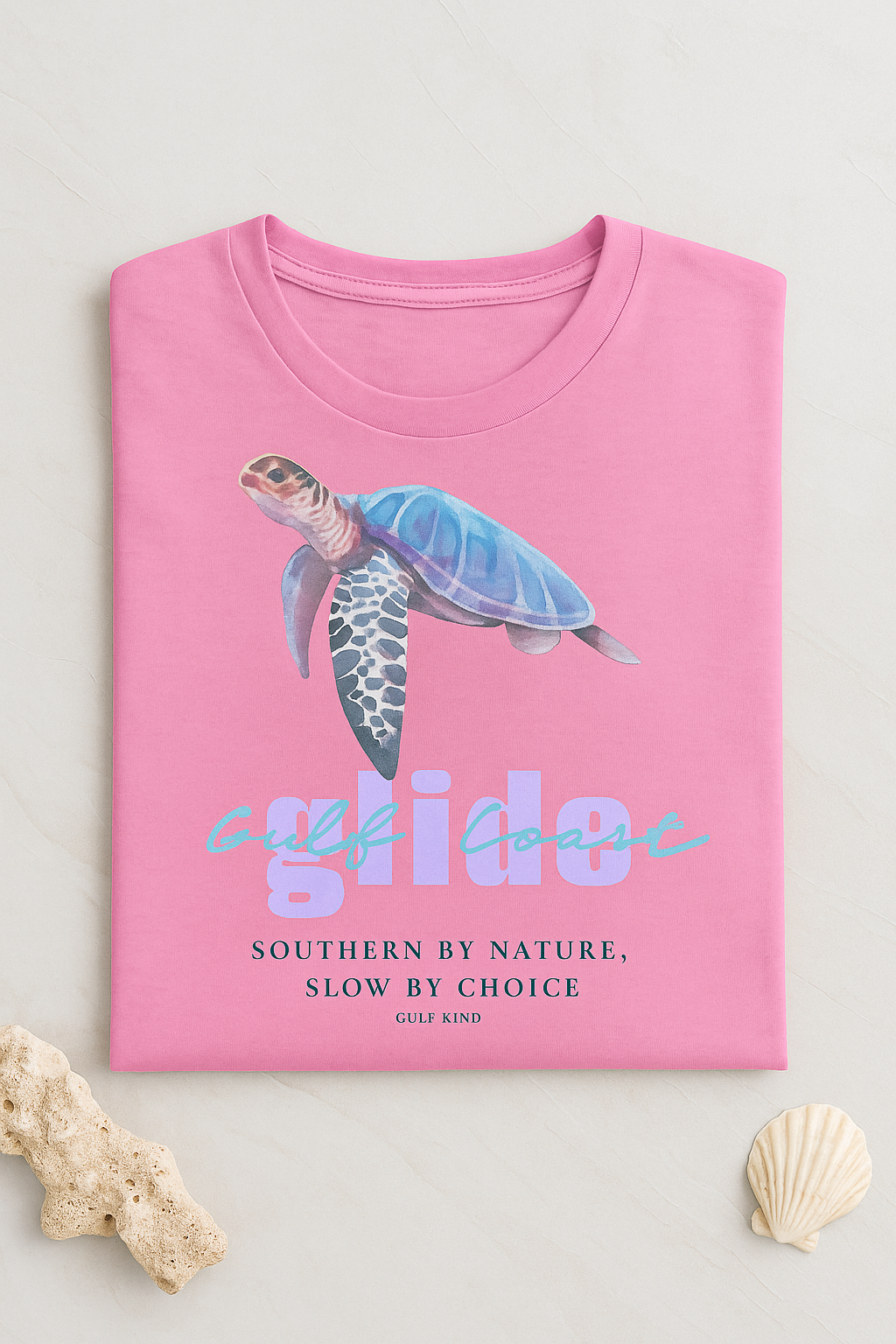 Gulf Coast Glide Shirt – Sea Turtle Graphic Tee | Southern Slow Living Coastal T-Shirt | Women’s Softstyle Tee by Gulf Kind