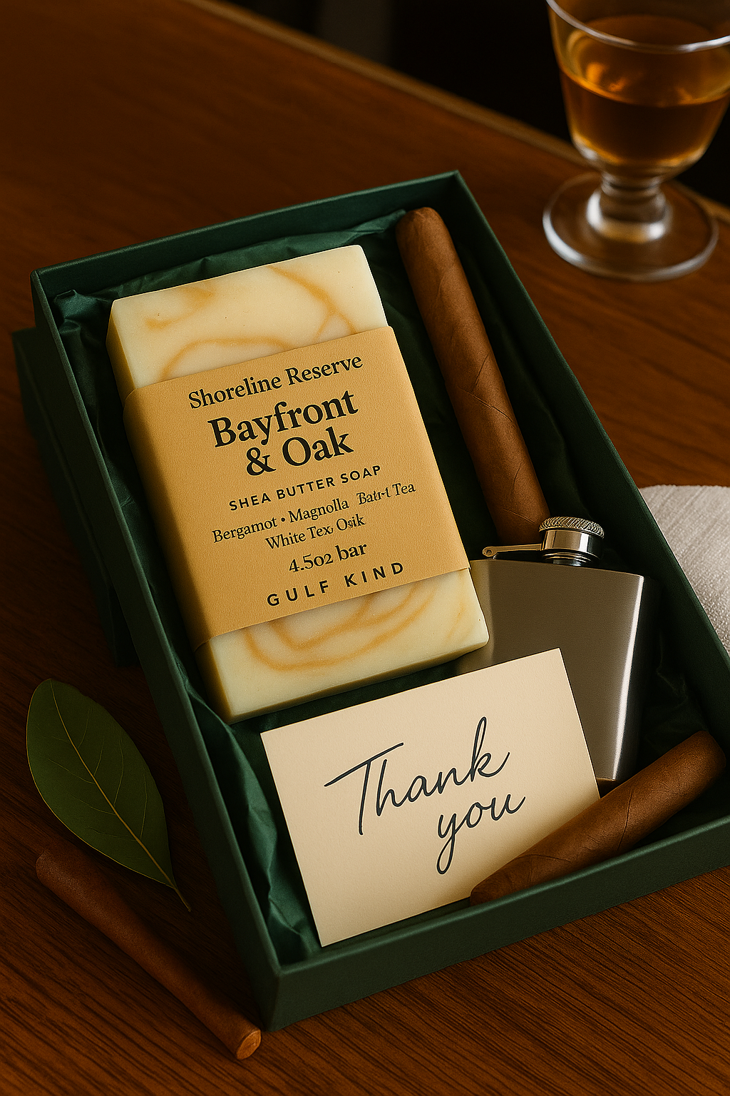 Bayfront & Oak Soap – Bergamot, Magnolia, White Tea, Oak | 4.5oz Shea Butter Bar for Men by Gulf Kind