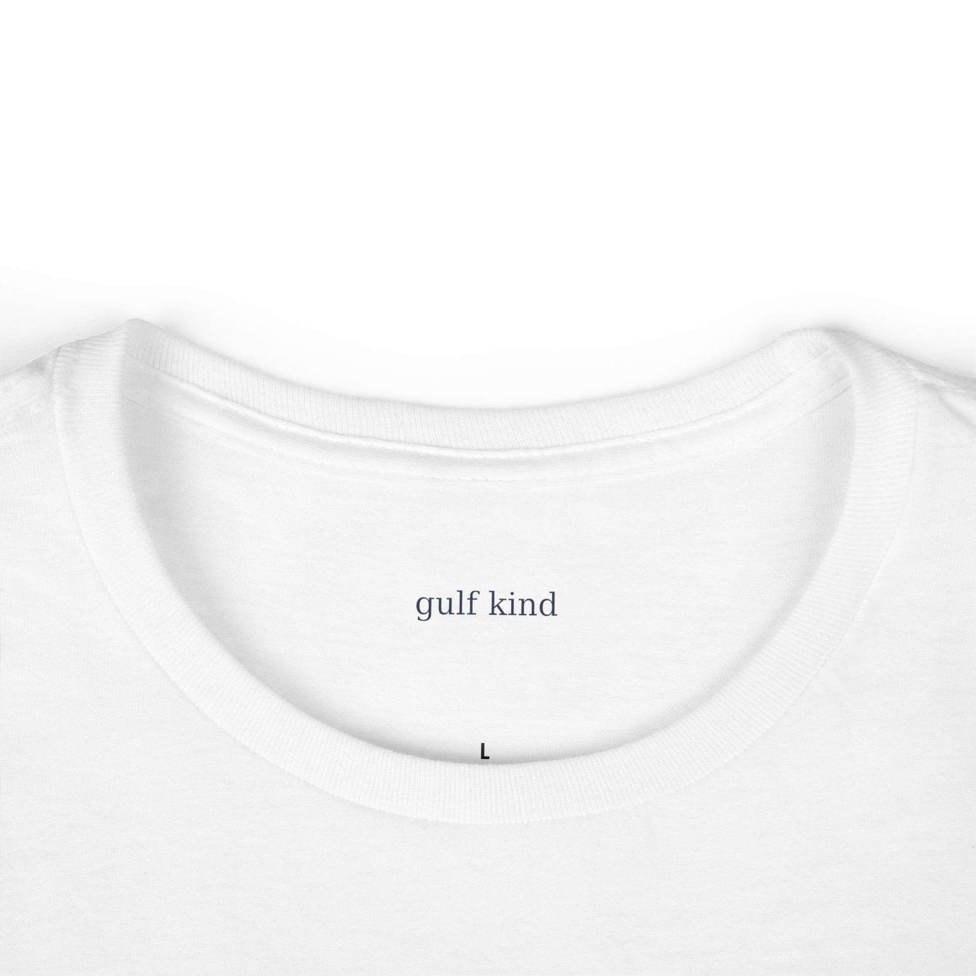 Gulf Kind Signature Tee – Light Blue, White, or Gray | 100% Cotton | Feminine Fit Coastal T-Shirt by Gulf Kind
