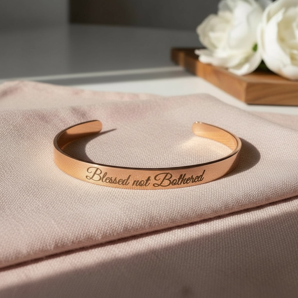 Blessed Not Bothered Cuff Bracelet – Gold, Silver, or Rose Gold