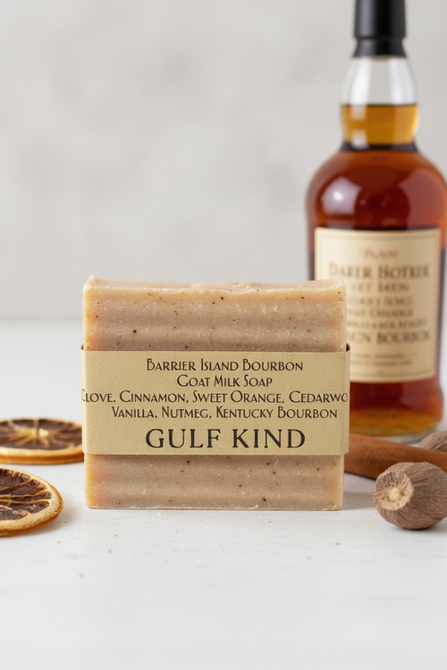 Barrier Island Bourbon Goat Milk Soap – Warm Bourbon & Cedarwood Scent | 4.5oz Bar by Gulf Kind