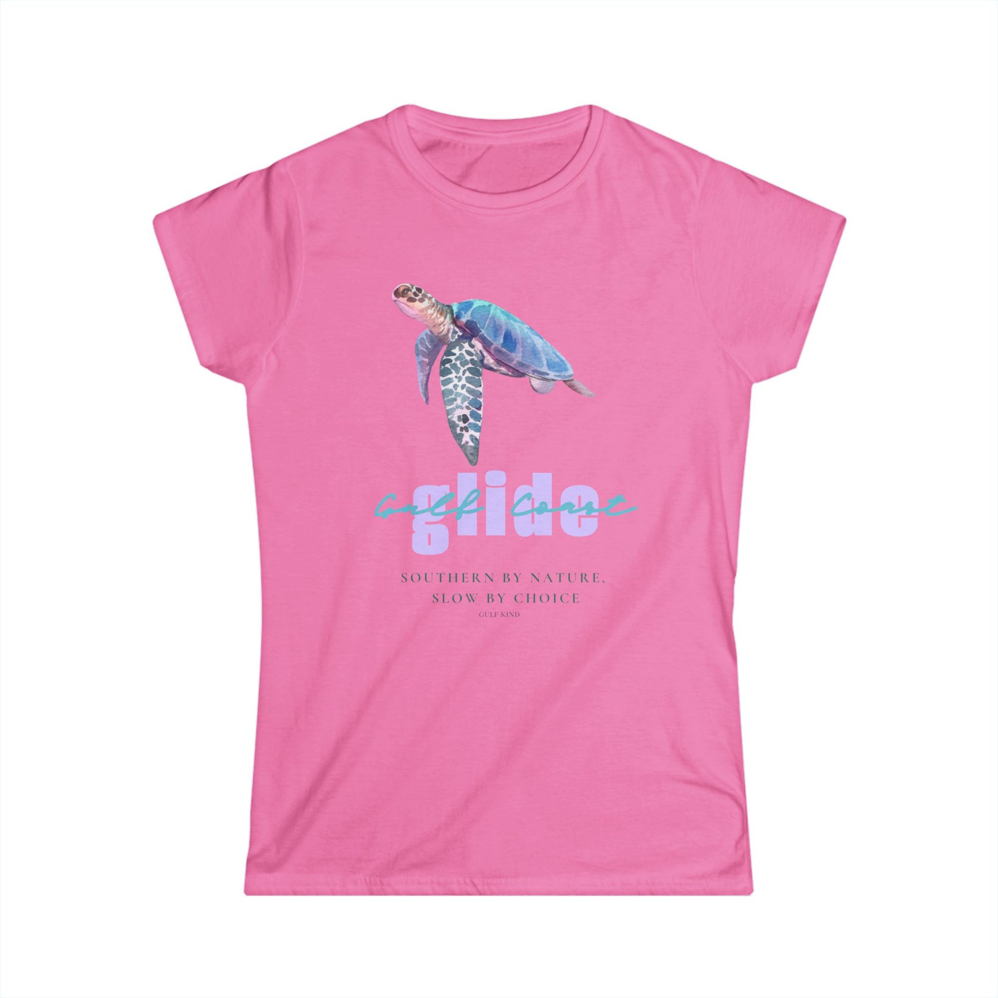 Gulf Coast Glide Shirt – Sea Turtle Graphic Tee | Southern Slow Living Coastal T-Shirt | Women’s Softstyle Tee by Gulf Kind
