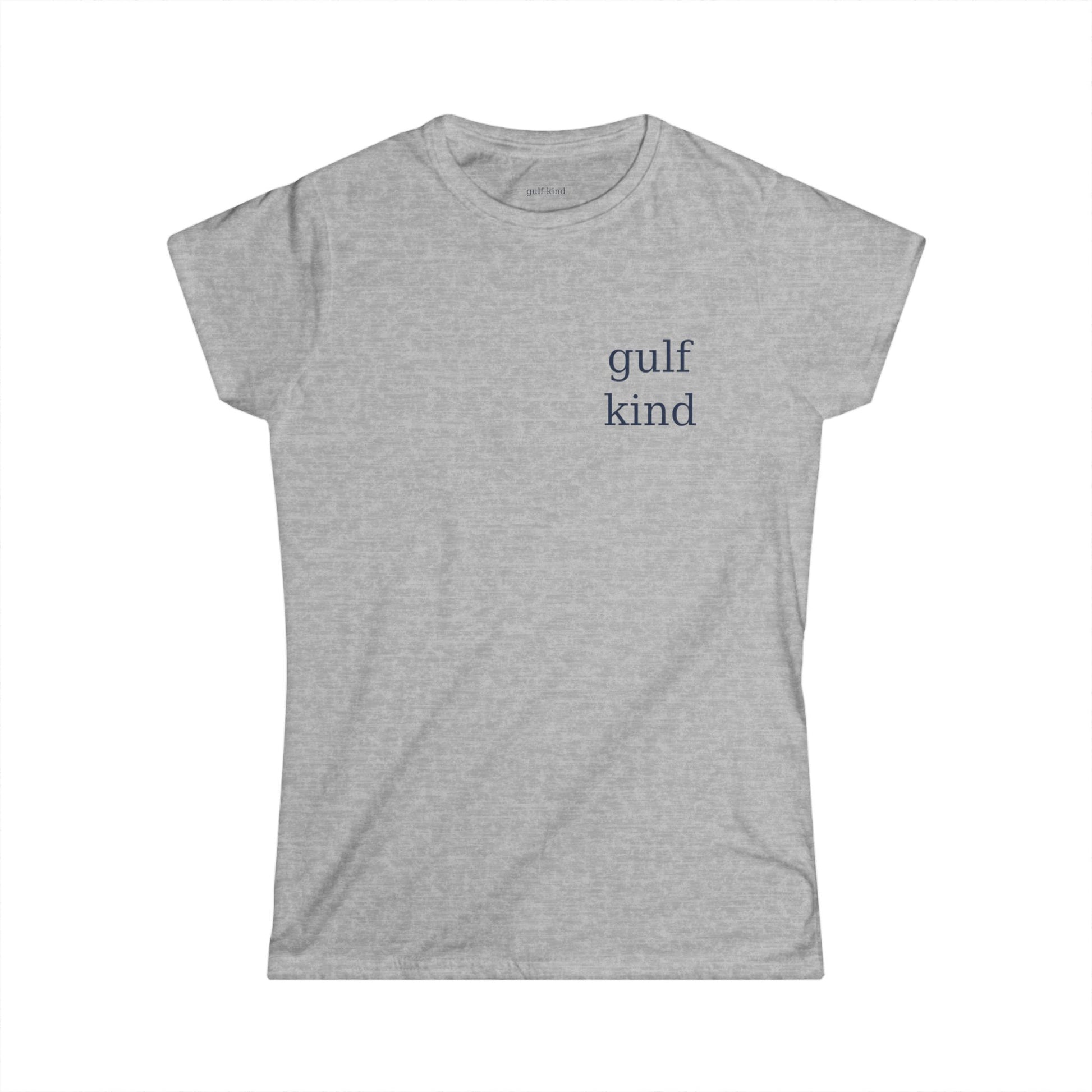 Gulf Kind Signature Tee – Light Blue, White, or Gray | 100% Cotton | Feminine Fit Coastal T-Shirt by Gulf Kind