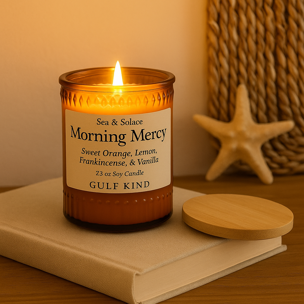Morning Mercy Soy Candle – Sweet Orange, Lemon, Frankincense & Vanilla | 7.5 oz by Gulf Kind