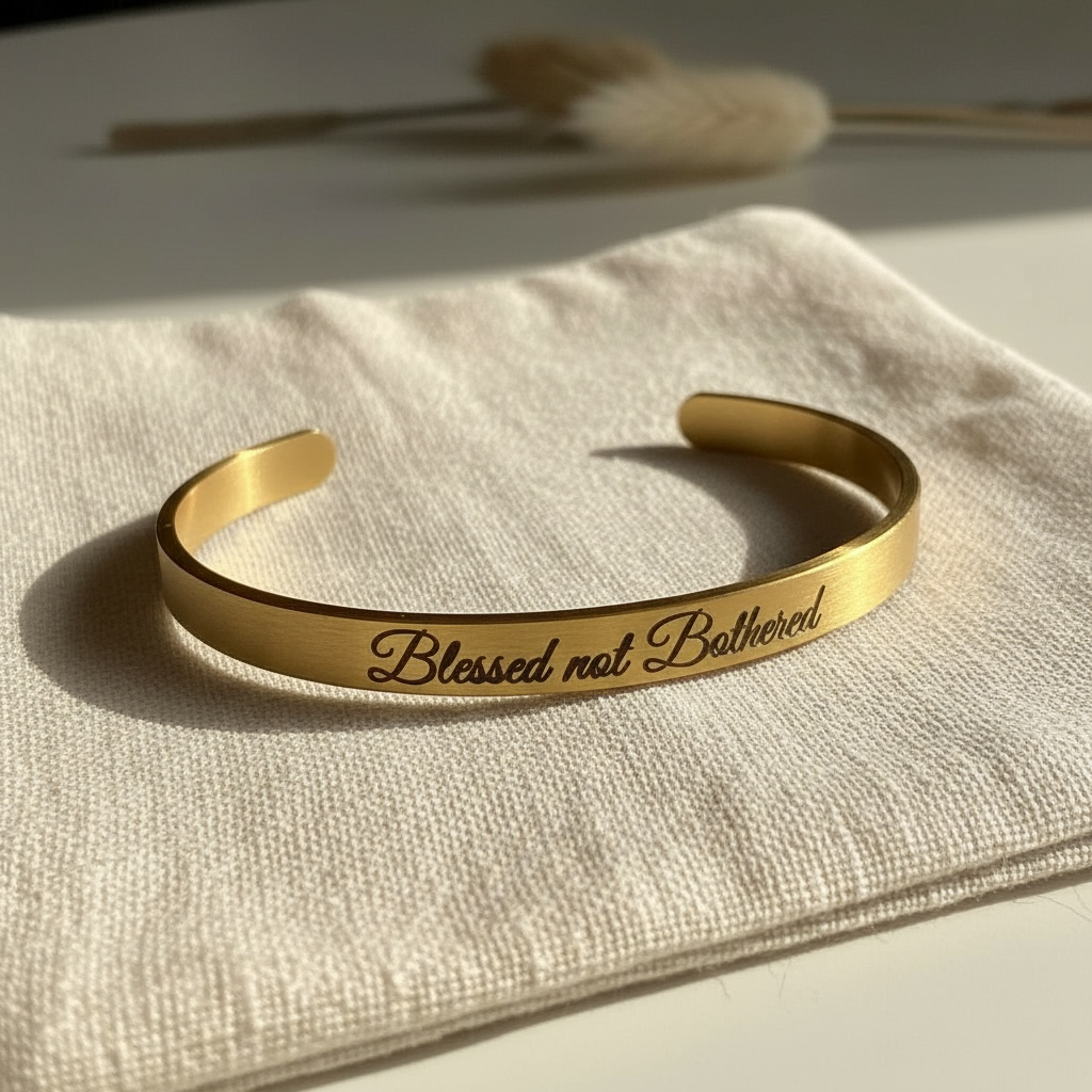 Blessed Not Bothered Cuff Bracelet – Gold, Silver, or Rose Gold