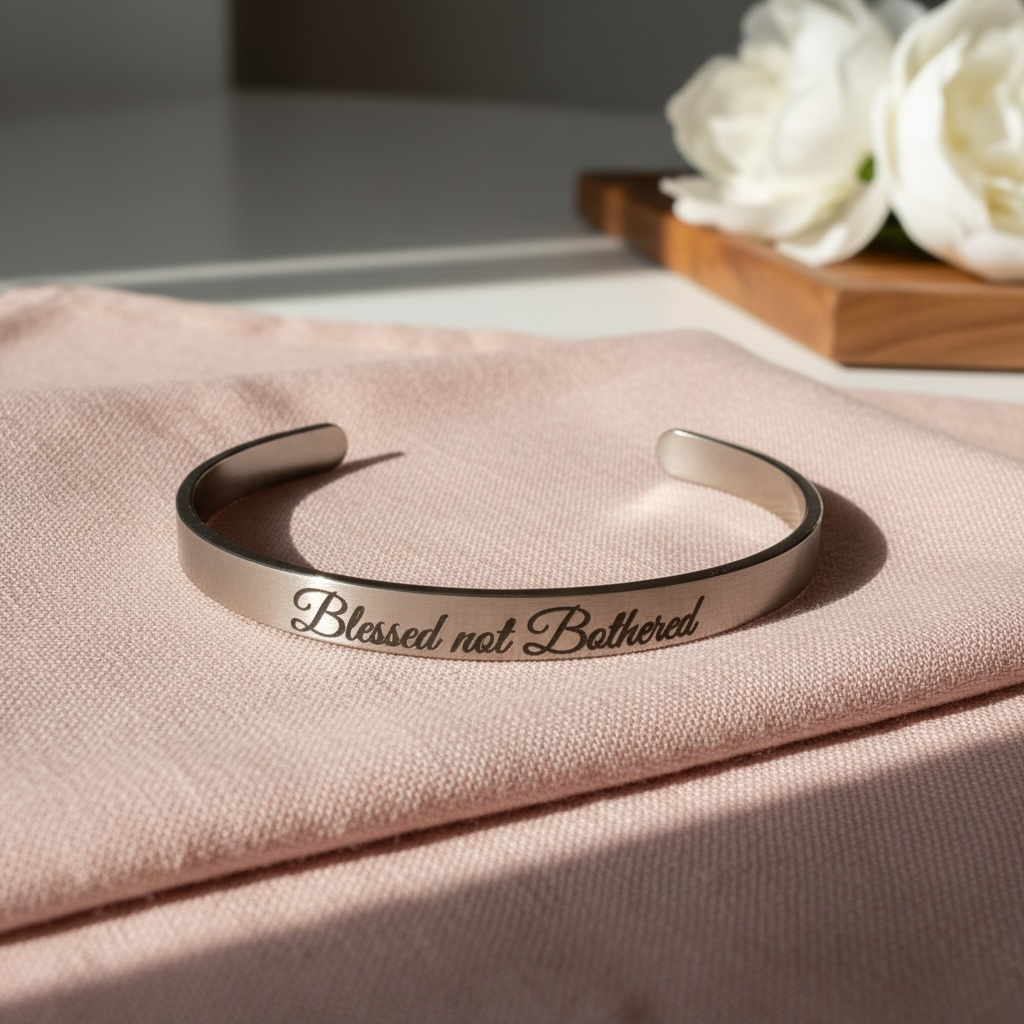 Blessed Not Bothered Cuff Bracelet – Gold, Silver, or Rose Gold