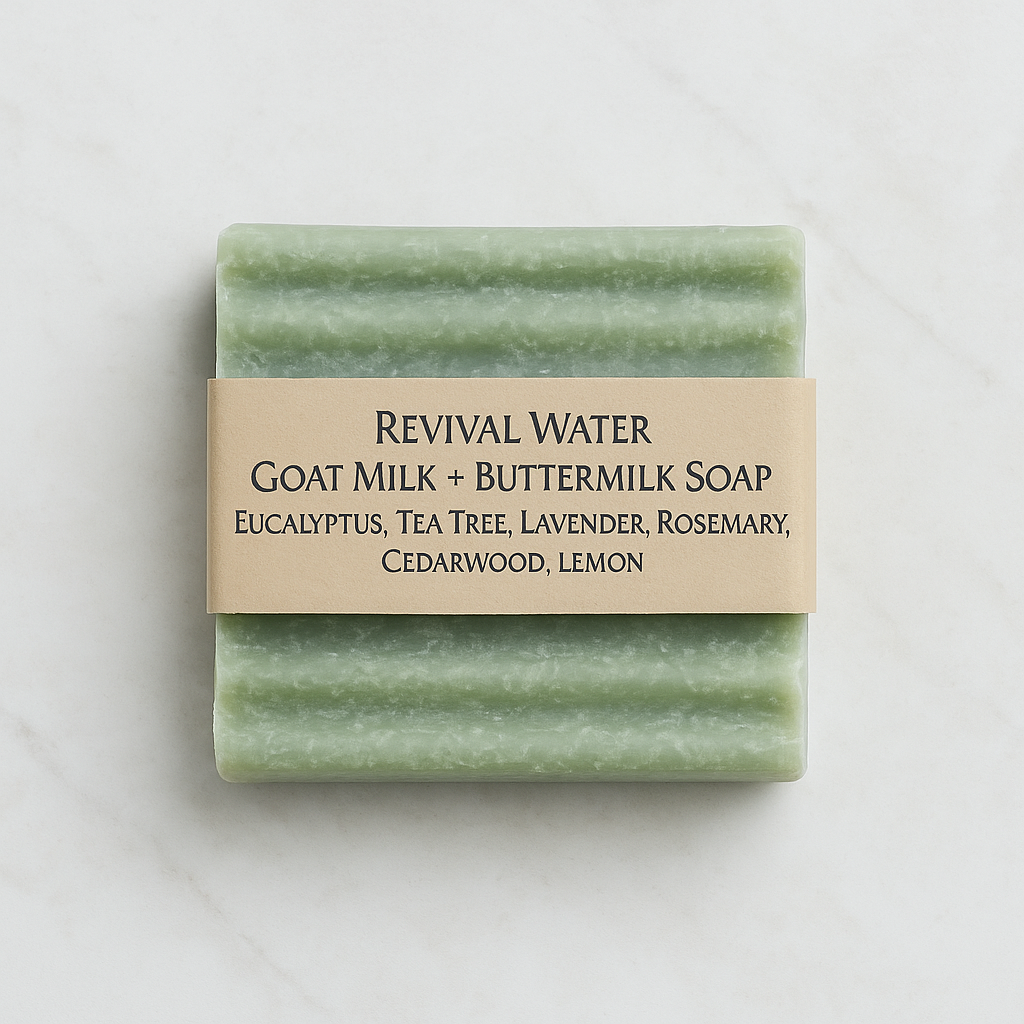 Revival Water Goat Milk Soap – Recovery Soap with Eucalyptus, Tea Tree, Lavender, Rosemary, Cedarwood & Lemon | Unisex Spa Bar by Gulf Kind
