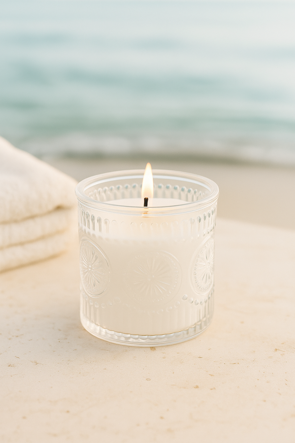 Sea & Solace Candle – 7.5 oz Glass Jar | Salt Air, Driftwood & Orchid | Wax Wick Coastal Candle by Gulf Kind