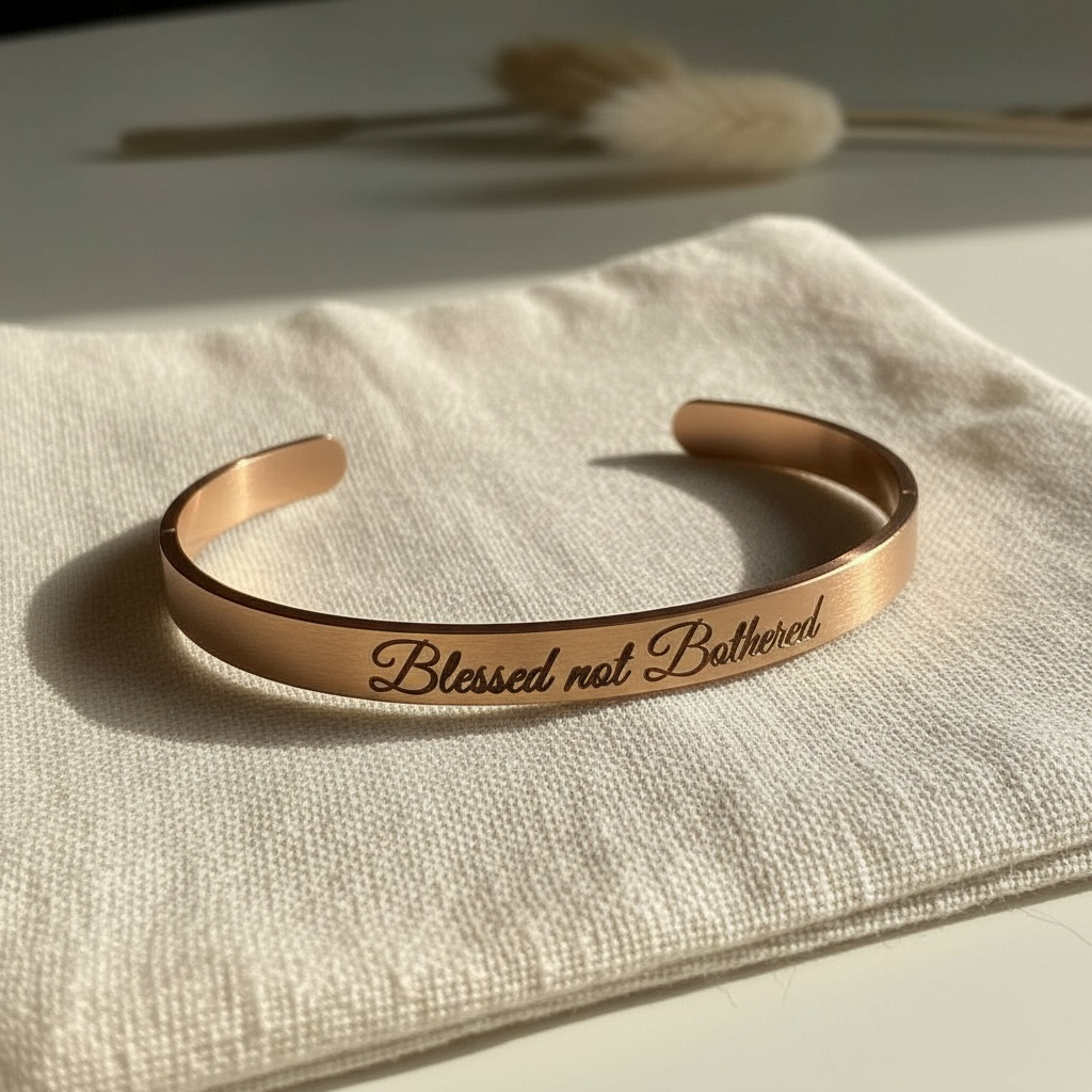 Blessed Not Bothered Cuff Bracelet – Gold, Silver, or Rose Gold
