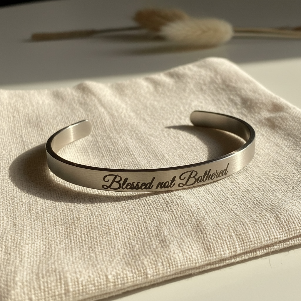 Blessed Not Bothered Cuff Bracelet – Gold, Silver, or Rose Gold