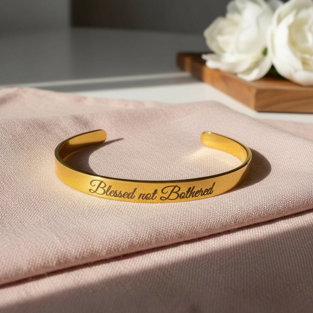 Blessed Not Bothered Cuff Bracelet – Gold, Silver, or Rose Gold