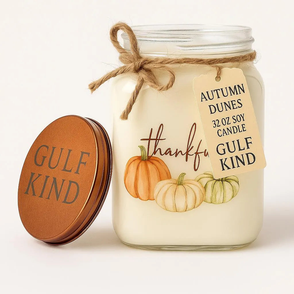 Autumn Dunes - Coastal Autumn Soy Candle: Sea Salt, Sage & Spice - Hand-Poured