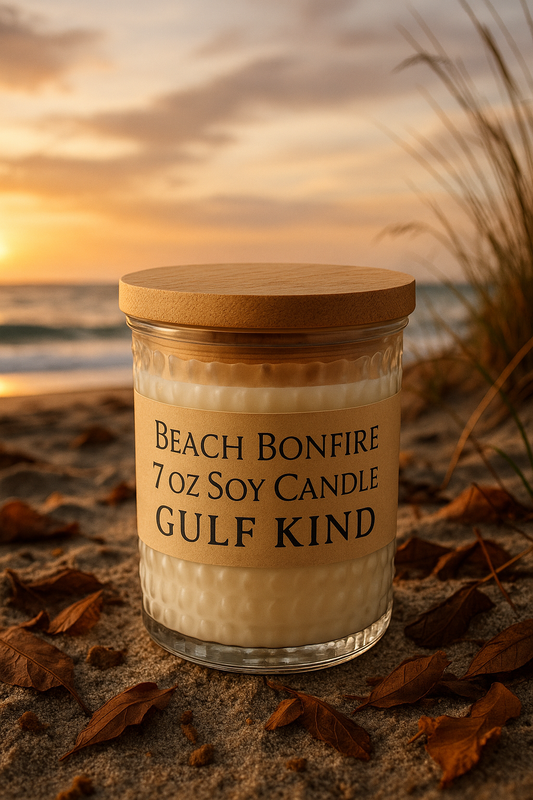 Beach Bonfire 7.5 oz Soy Candle – Fall Coastal Candle