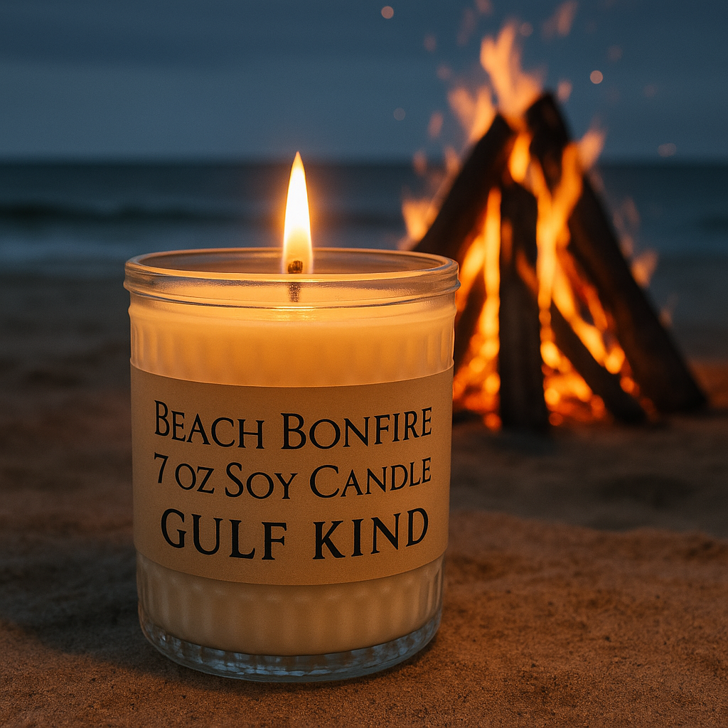 Beach Bonfire 7.5 oz Soy Candle – Fall Coastal Candle