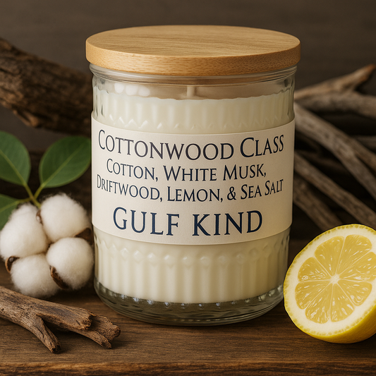 Cottonwood Class 7.5 oz Soy Candle – Cotton, White Musk & Driftwood