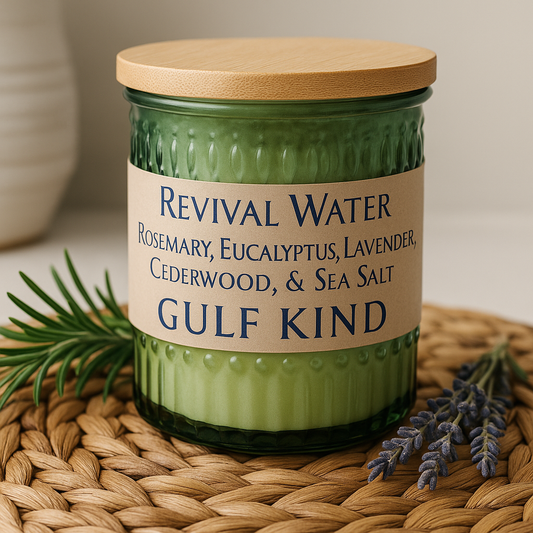 Revival Water 7.5 oz Soy Candle – Rosemary, Eucalyptus, Lavender, Cedarwood & Sea Salt