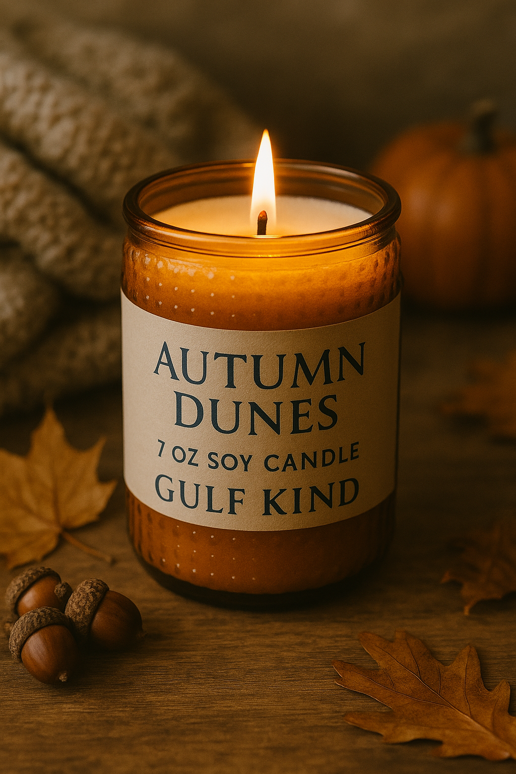 Autumn Dunes Soy Candle - Crisp Fall Blend, Autumn Air, Beachy Scent, Coastal Candle