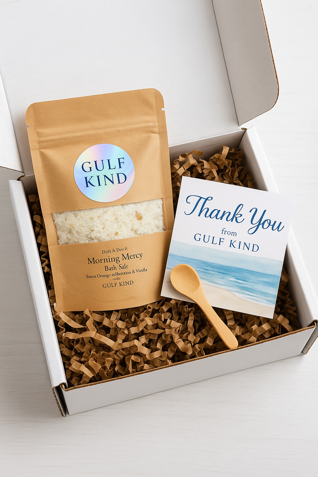 Morning Mercy Bath Salts – Sweet Citrus & Frankincense Soak | Small & Large Pouch – Includes Wooden Spoon – Gulf Kind