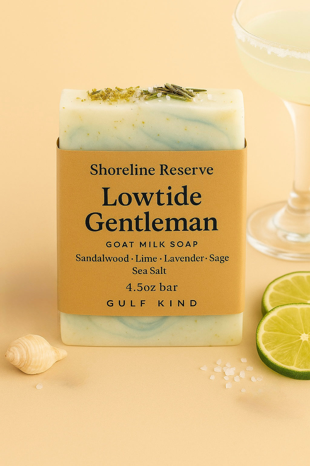 Lowtide Gentleman Goat Milk Soap – Sandalwood, Lime, Lavender, Sea Salt | 4.5oz by Gulf Kind