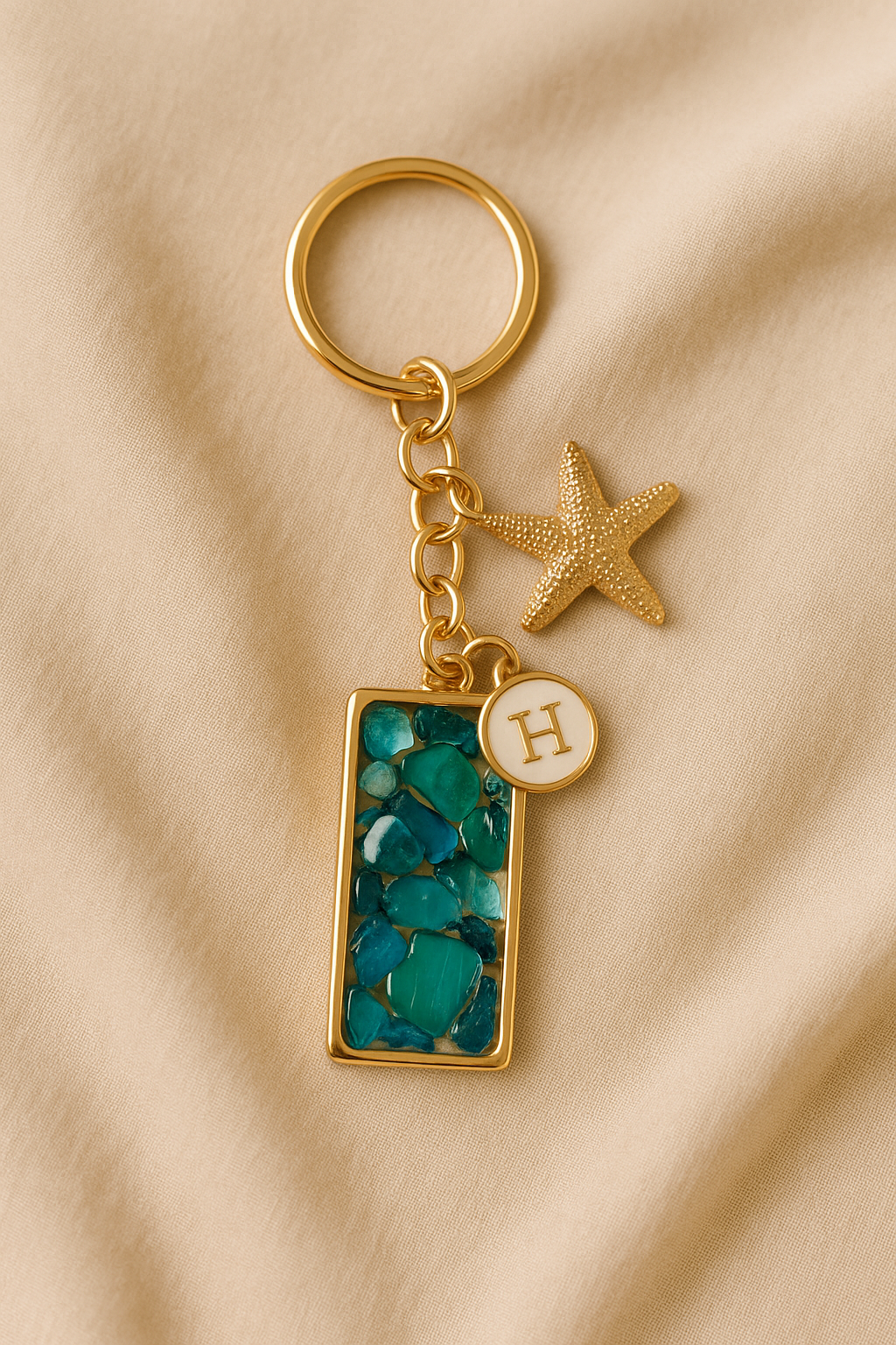 Shellbound Keychains – Personalized Initial + Coastal Charm