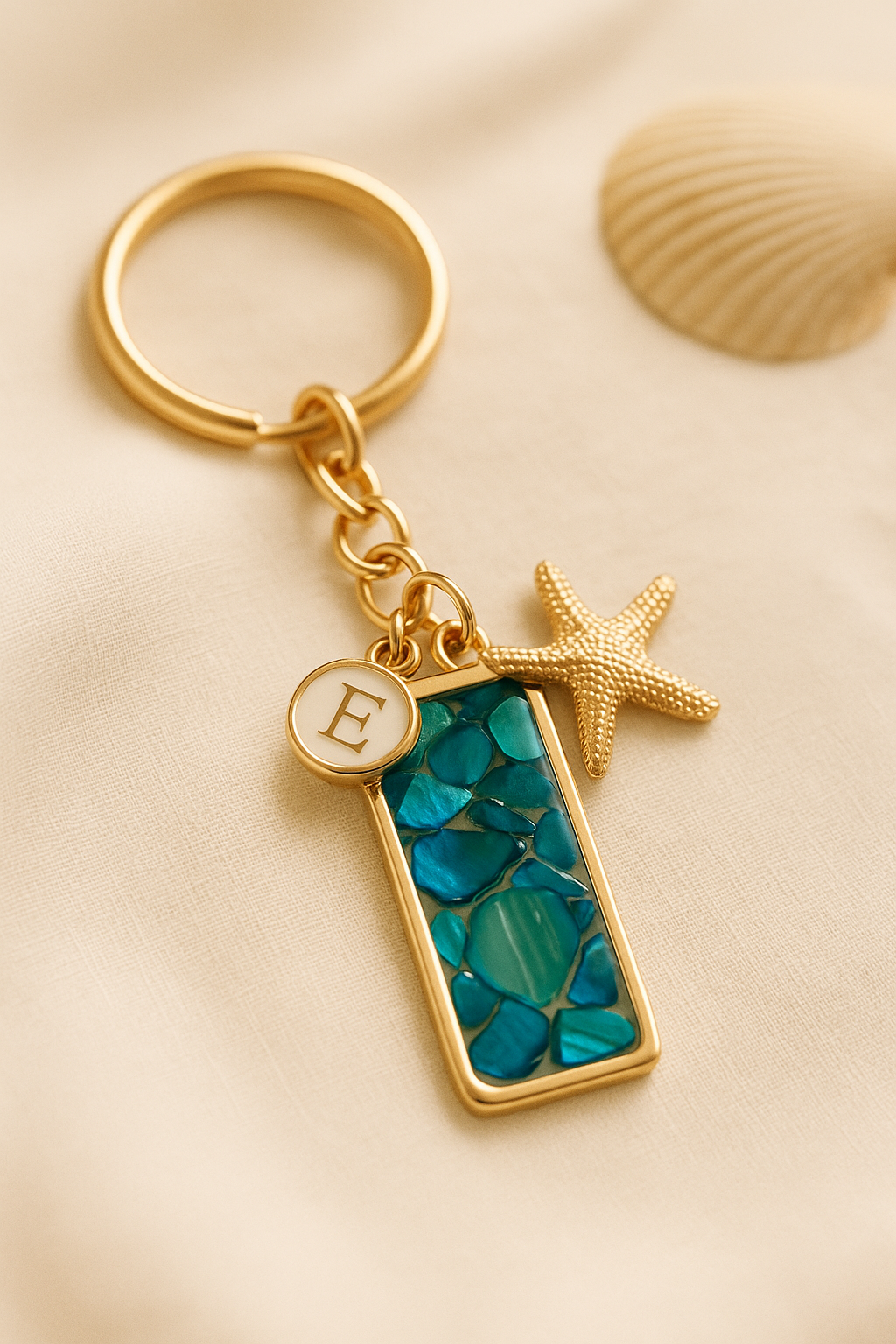 Shellbound Keychains – Personalized Initial + Coastal Charm