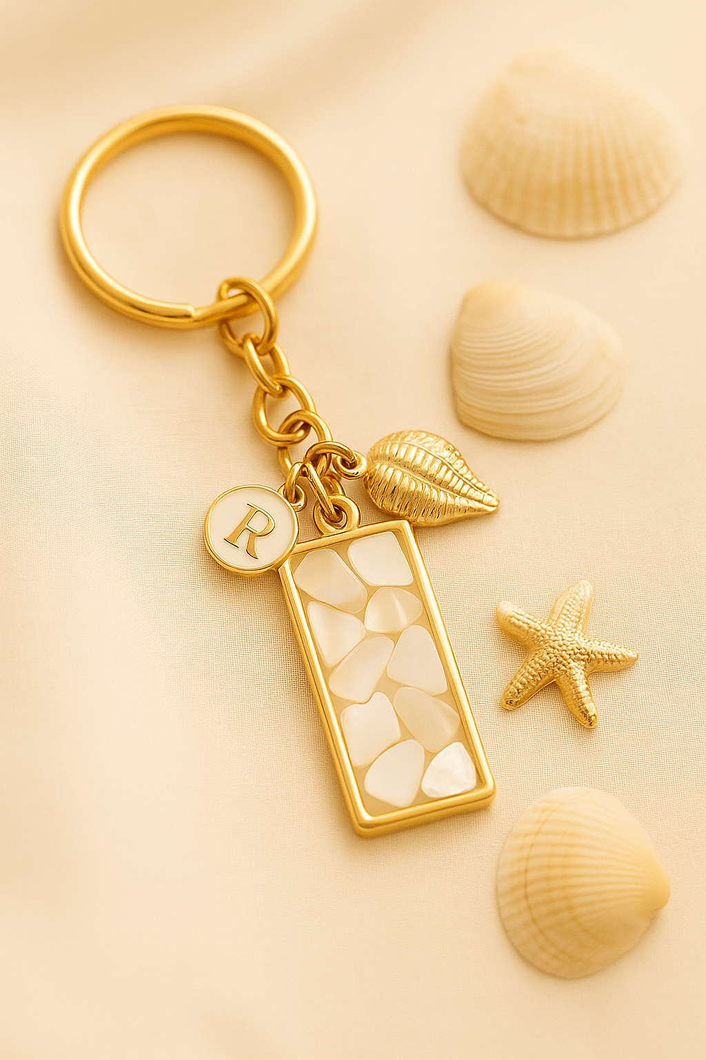 Shellbound Keychains – Personalized Initial + Coastal Charm | Handmade by Gulf Kind