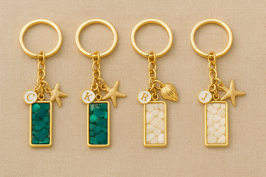 Shellbound Keychains – Personalized Initial + Coastal Charm