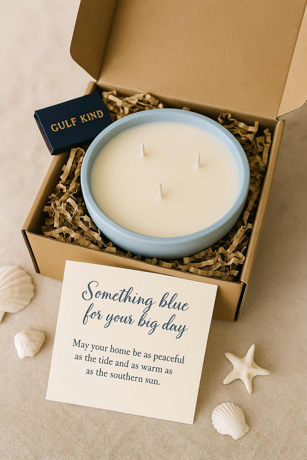 The Stillwater Set – Three-Wick Ceramic Bowl Candle | White, Sand, & Pale Blue | Soy Wax with Cotton Wicks | Gulf Kind