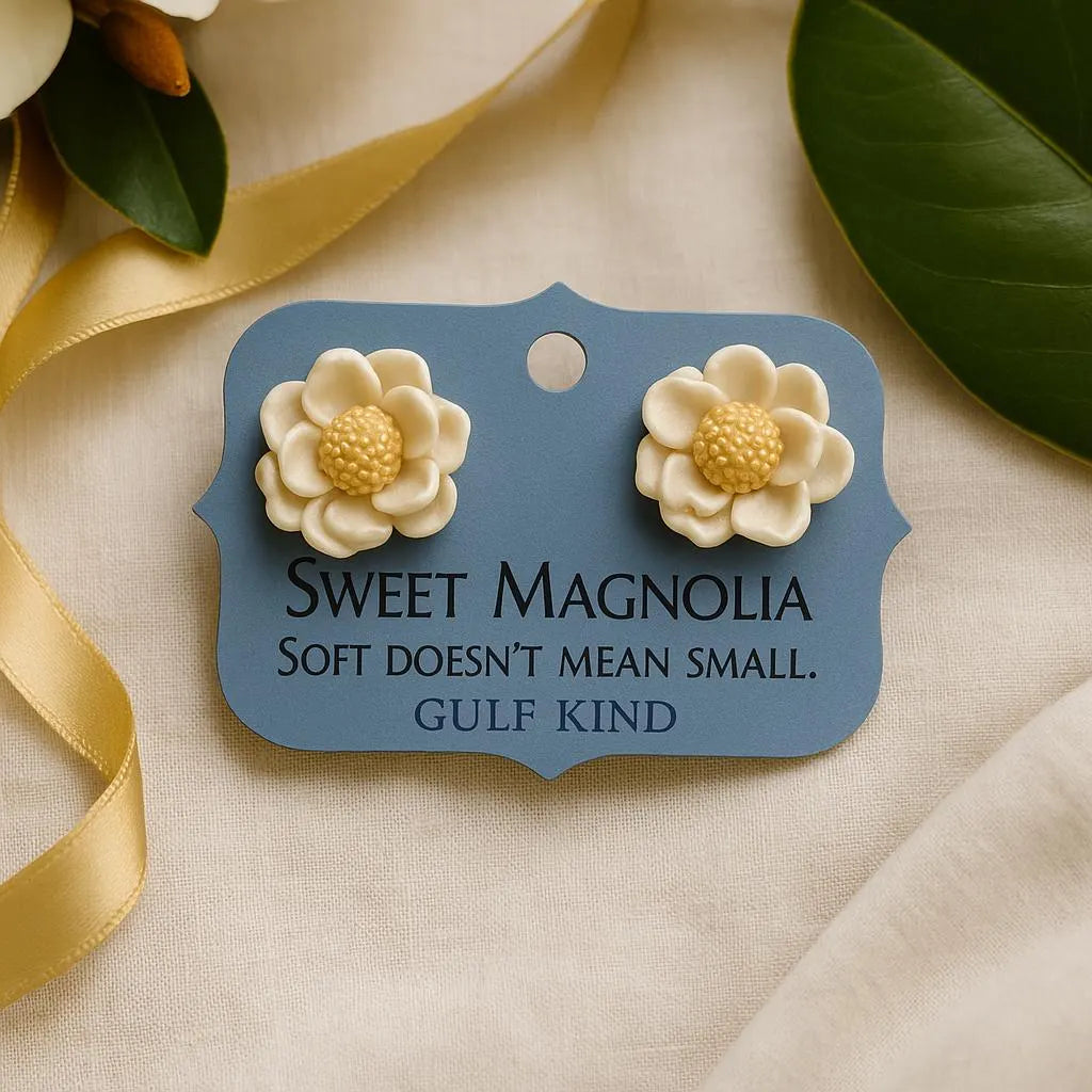 Sweet Magnolia Earrings – Handmade Clay Earrings