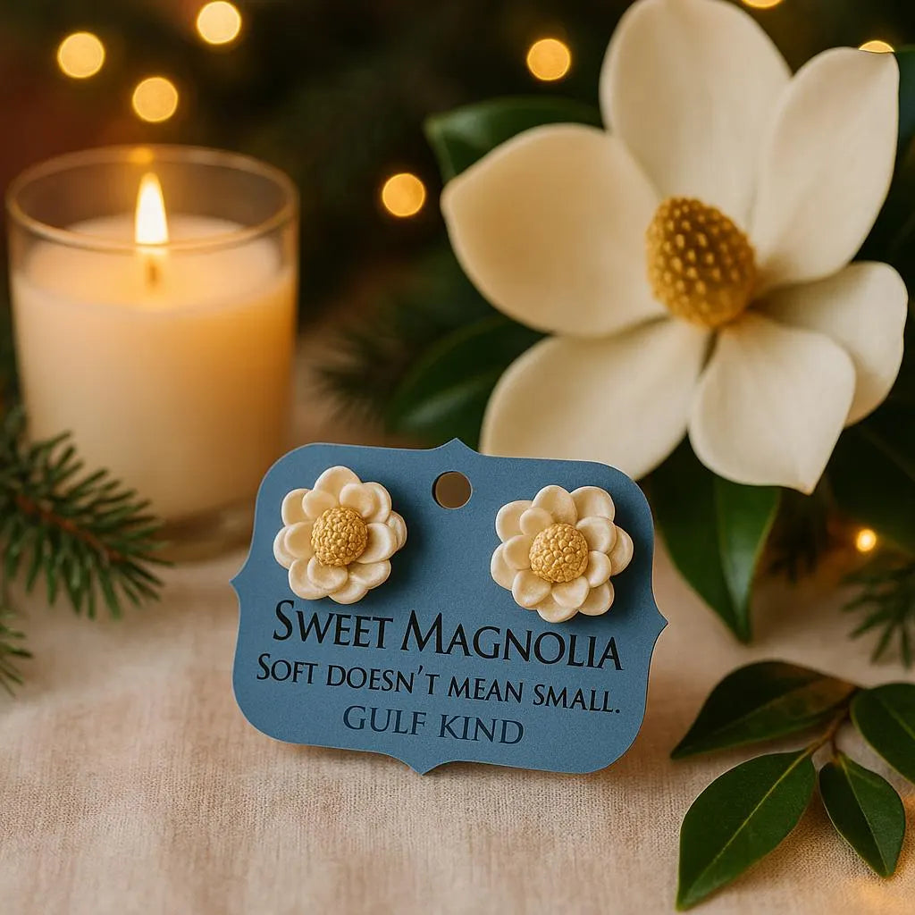 Sweet Magnolia Earrings – Handmade Clay Earrings