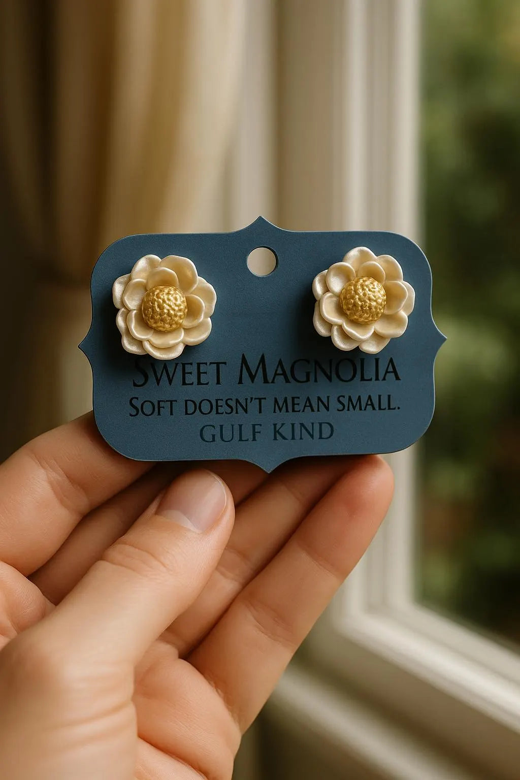 Sweet Magnolia Earrings – Handmade Clay Earrings
