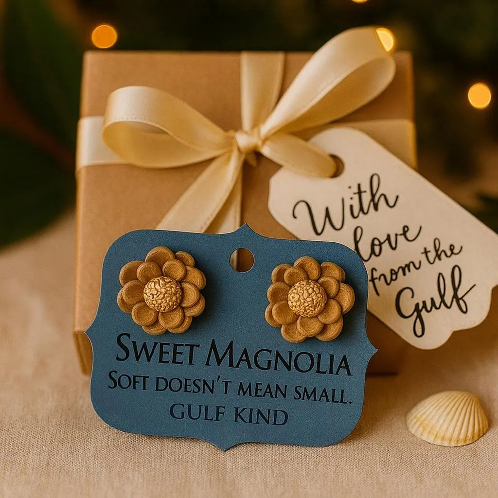 Sweet Magnolia Earrings – Handmade Clay Earrings
