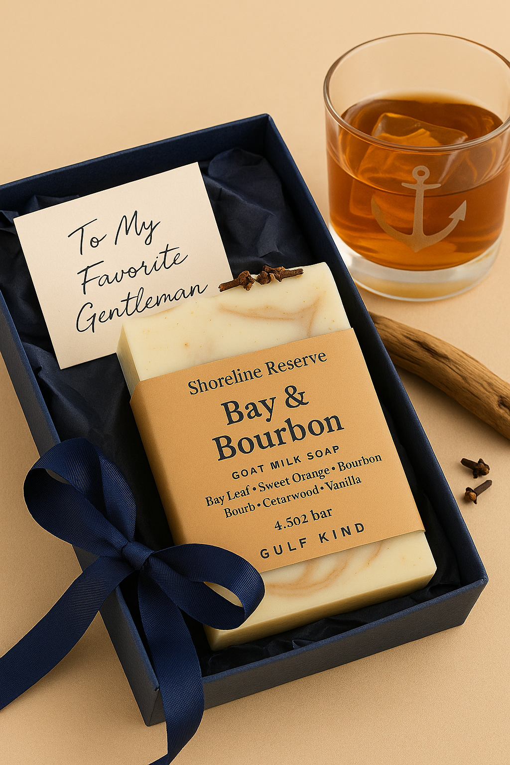Bay & Bourbon Goat Milk Soap – Warm Bourbon & Cedarwood Scent | 4.5oz Bar by Gulf Kind