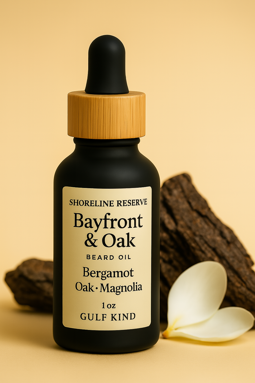 Bayfront & Oak Beard Oil – Southern Woods, Bergamot, and Warm Amber | 1oz Natural Beard Moisturizer by Gulf Kind