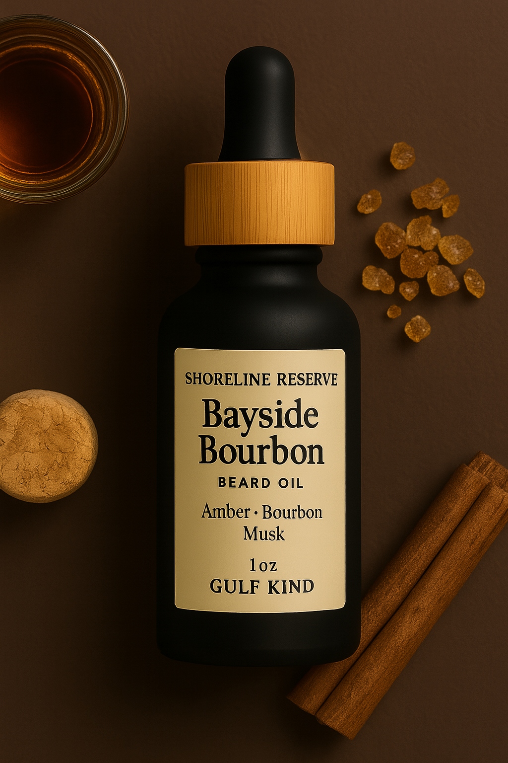 Bayside Bourbon Beard Oil – Amber, Bourbon & Musk | 1oz Southern Beard Moisturizer by Gulf Kind