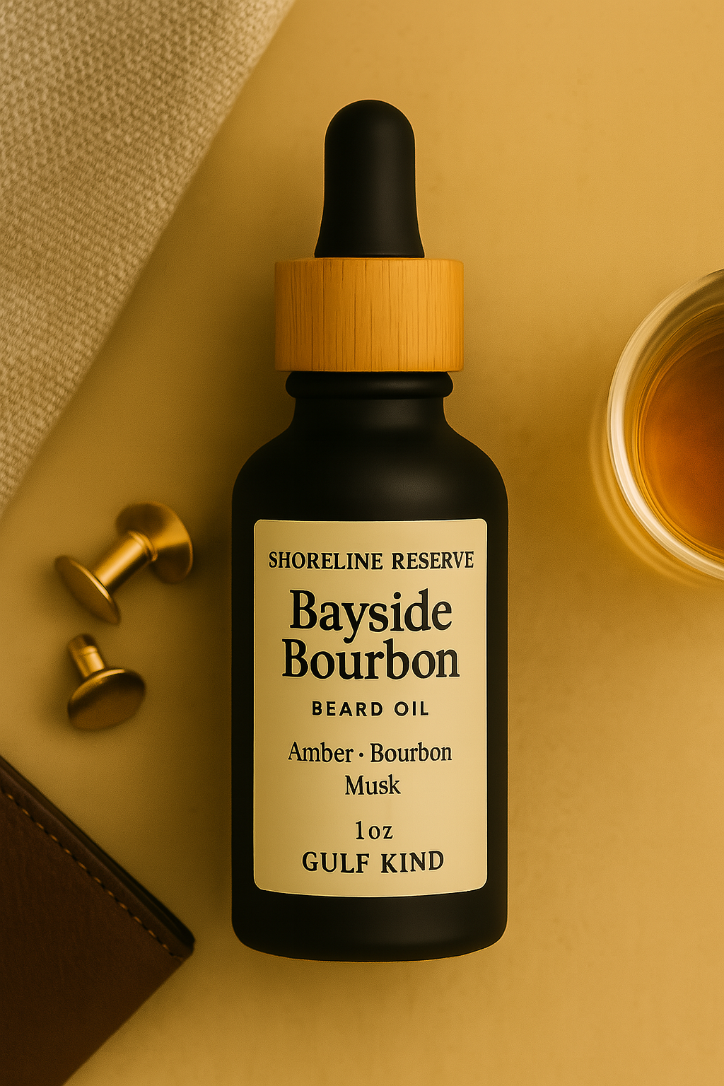 Bayside Bourbon Beard Oil – Amber, Bourbon & Musk | 1oz Southern Beard Moisturizer by Gulf Kind