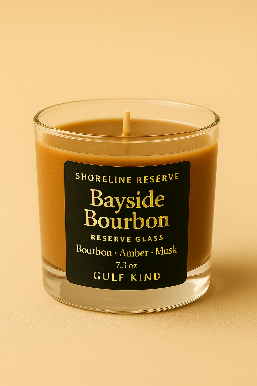 Bayside Bourbon Candle – Bourbon, Amber & Musk Scent | Masculine Soy Candle in Reusable Rocks Glass – Gift for Him by Gulf Kind