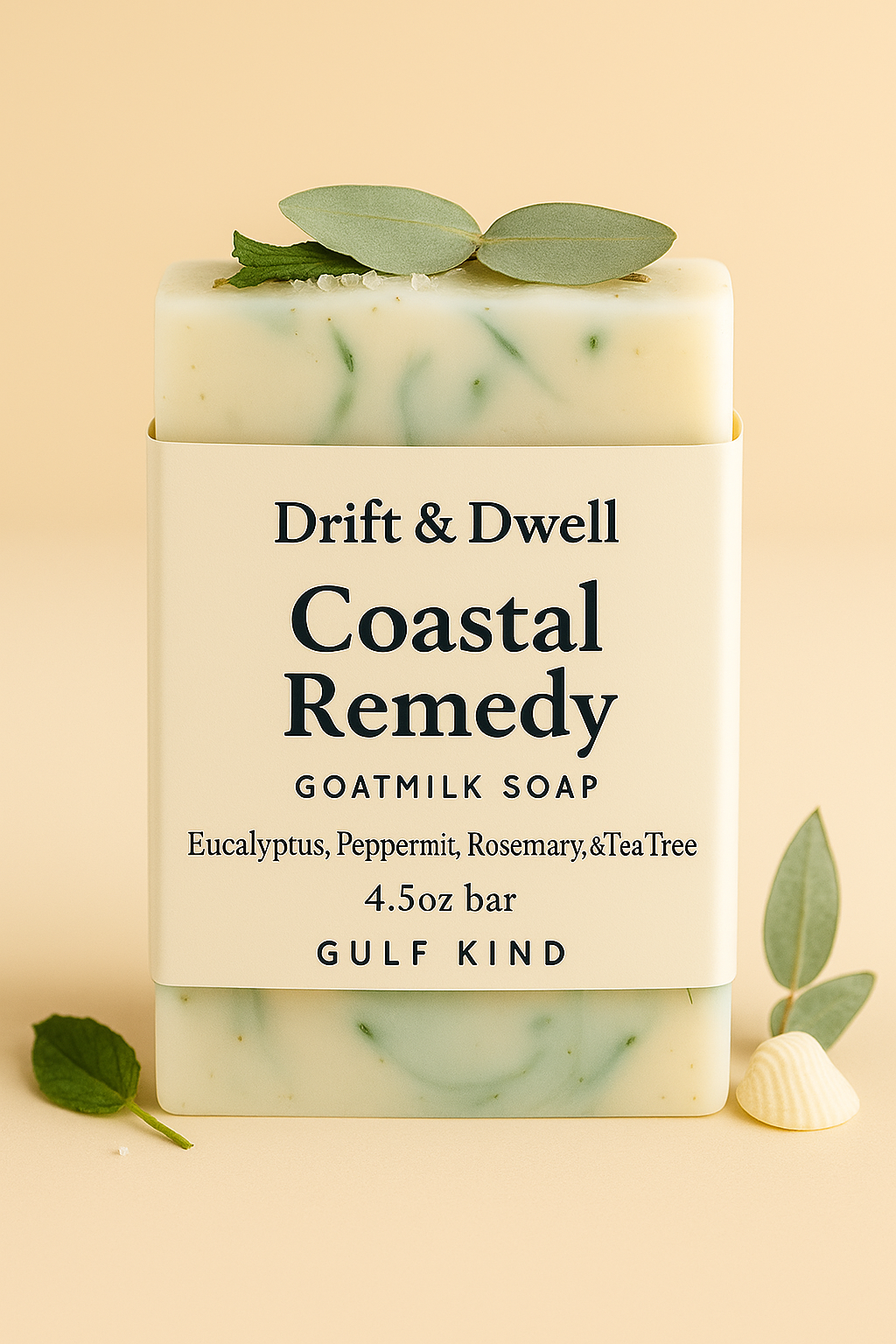 Coastal Remedy Goat Milk Soap – Cold & Flu Recovery Bar with Eucalyptus, Peppermint, and Sea Salt | 4.5 oz