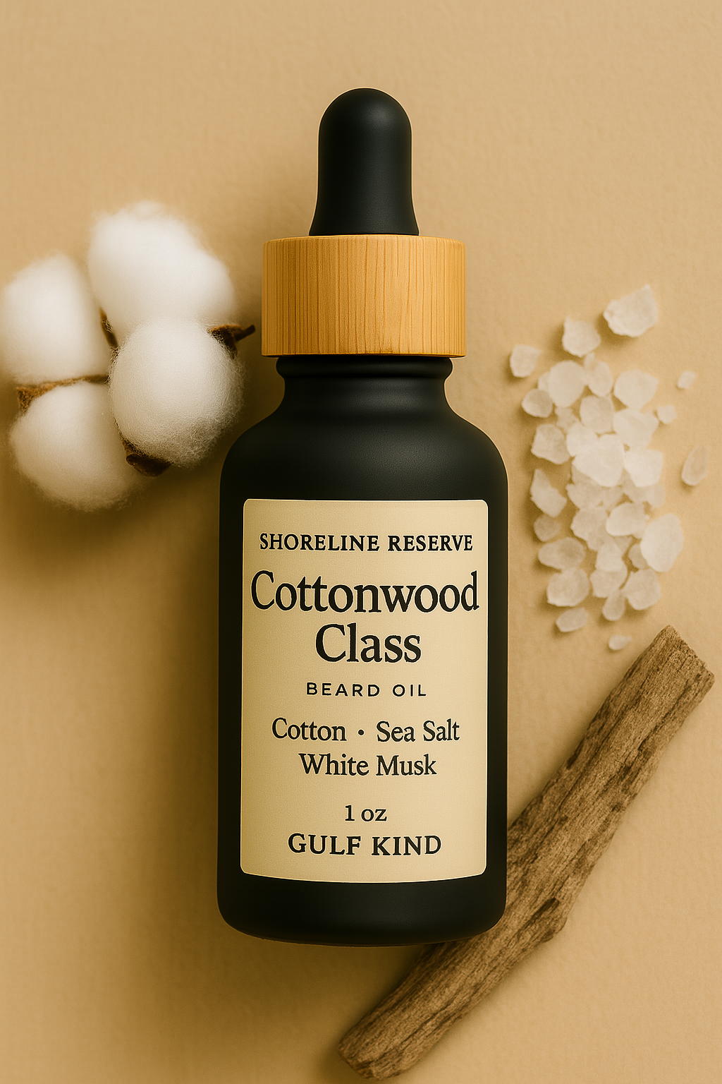 Cottonwood Class Beard Oil – Cotton, Sea Salt & White Musk | 1oz Clean Beard Moisturizer by Gulf Kind