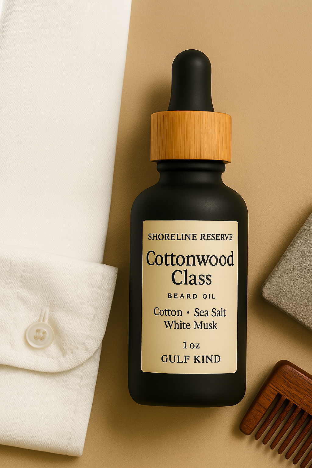 Cottonwood Class Beard Oil – Cotton, Sea Salt & White Musk | 1oz Clean Beard Moisturizer by Gulf Kind