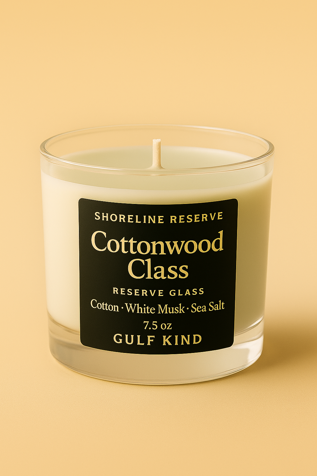 Cottonwood Class Candle – Cotton, White Musk & Sea Salt Scent | Coastal Soy Candle in Reusable Glass – Gift for Him by Gulf Kind