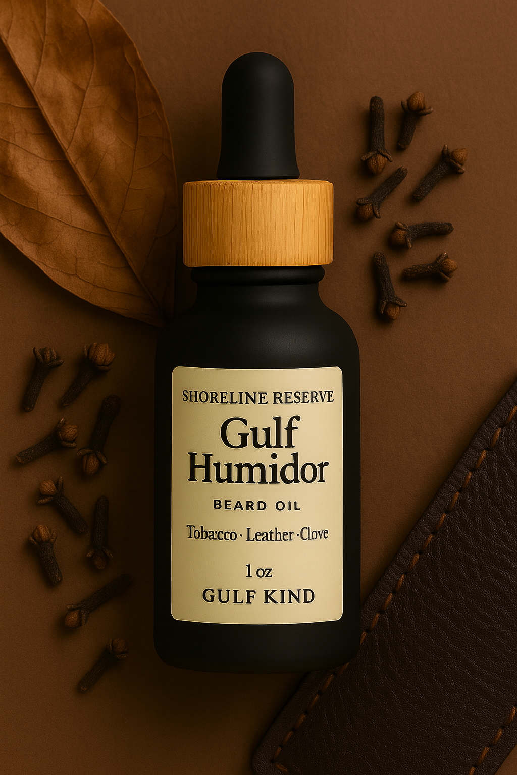 Gulf Humidor Beard Oil – Tobacco, Leather & Clove | 1oz Rich Beard Moisturizer by Gulf Kind