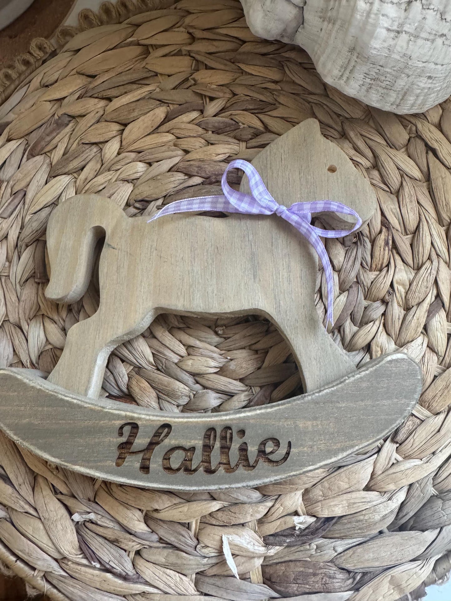 Heirloom Rocking Horse Keepsake – Personalized Wooden Nursery Decor