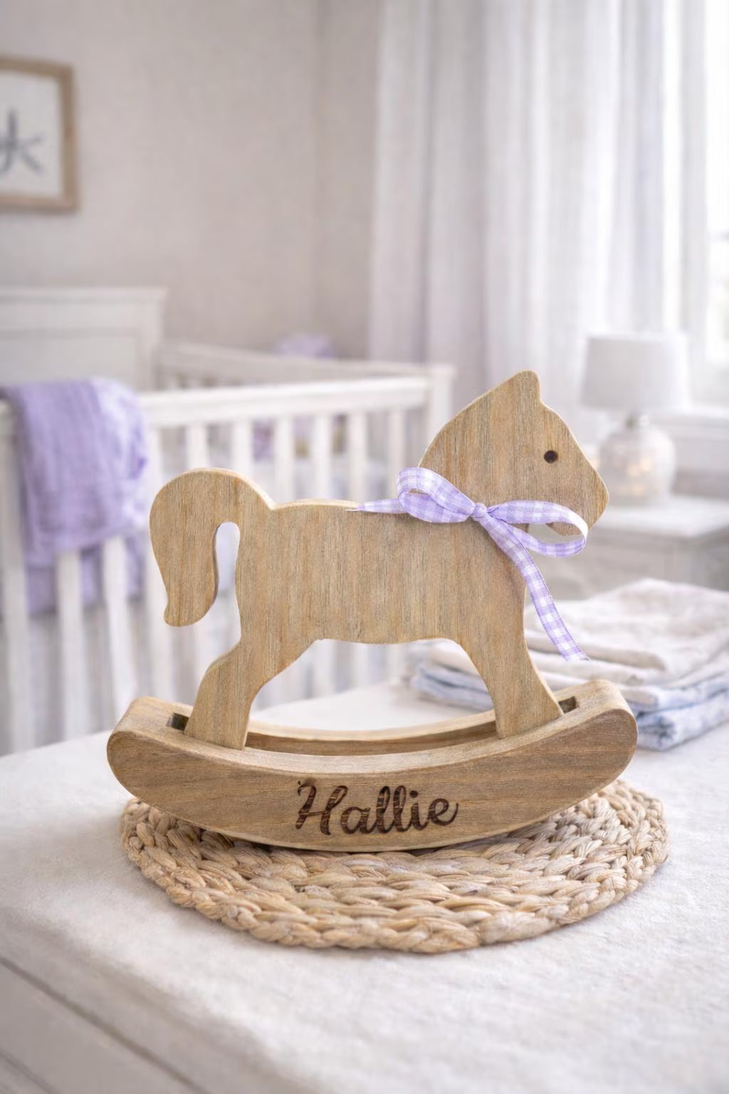 Heirloom Rocking Horse Keepsake – Personalized Wooden Nursery Decor